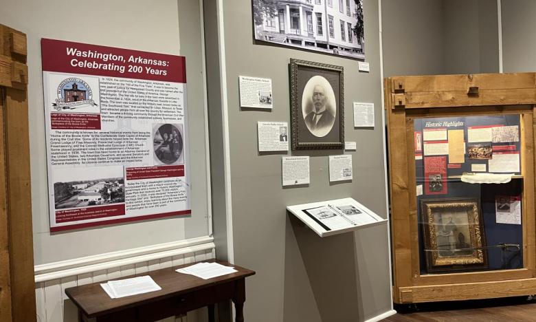 Inside the exhibit “Washington, Arkansas: Celebrating 200 Years." The exhibit is located at Historic Washington State Park. 